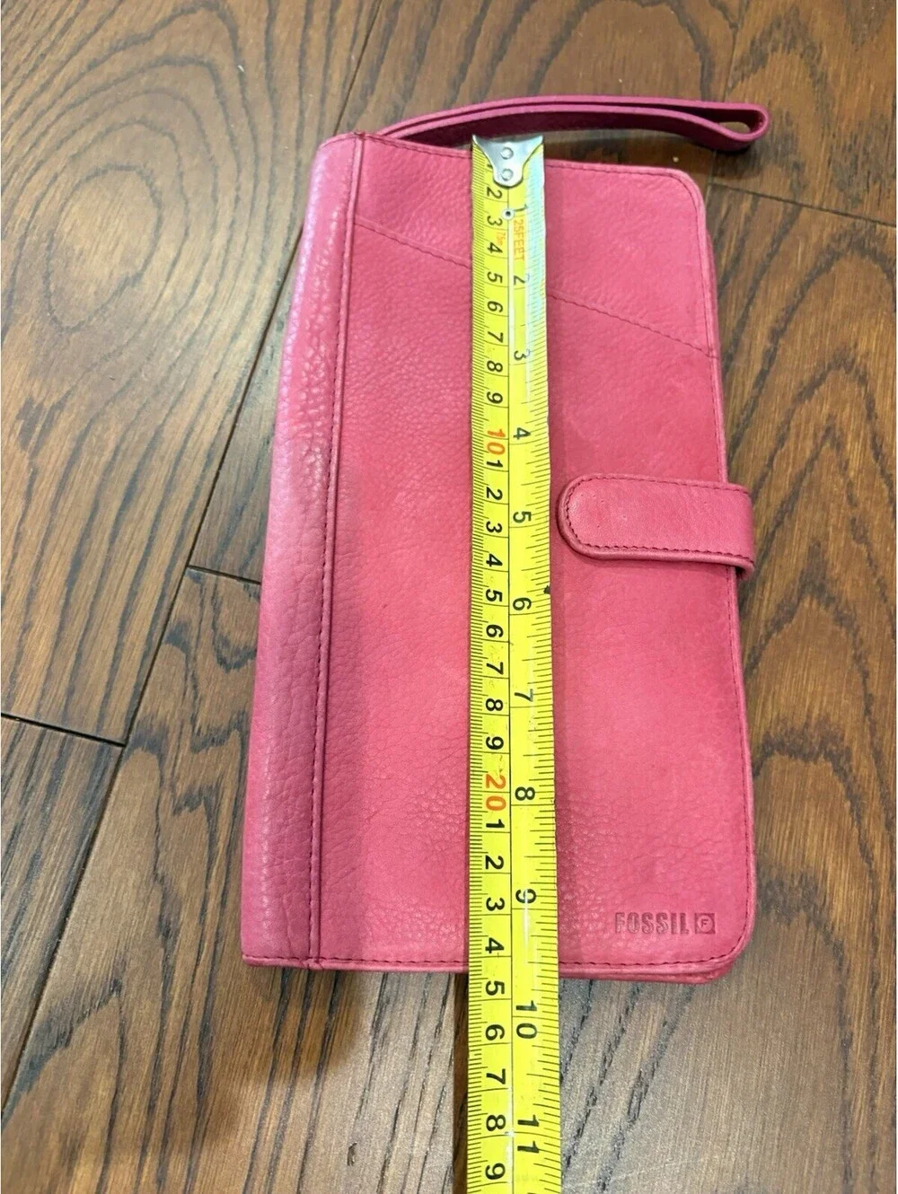 Vintage Fossil Pink Leather Wallet Biifold Organizer Keyhole Coin 9.5